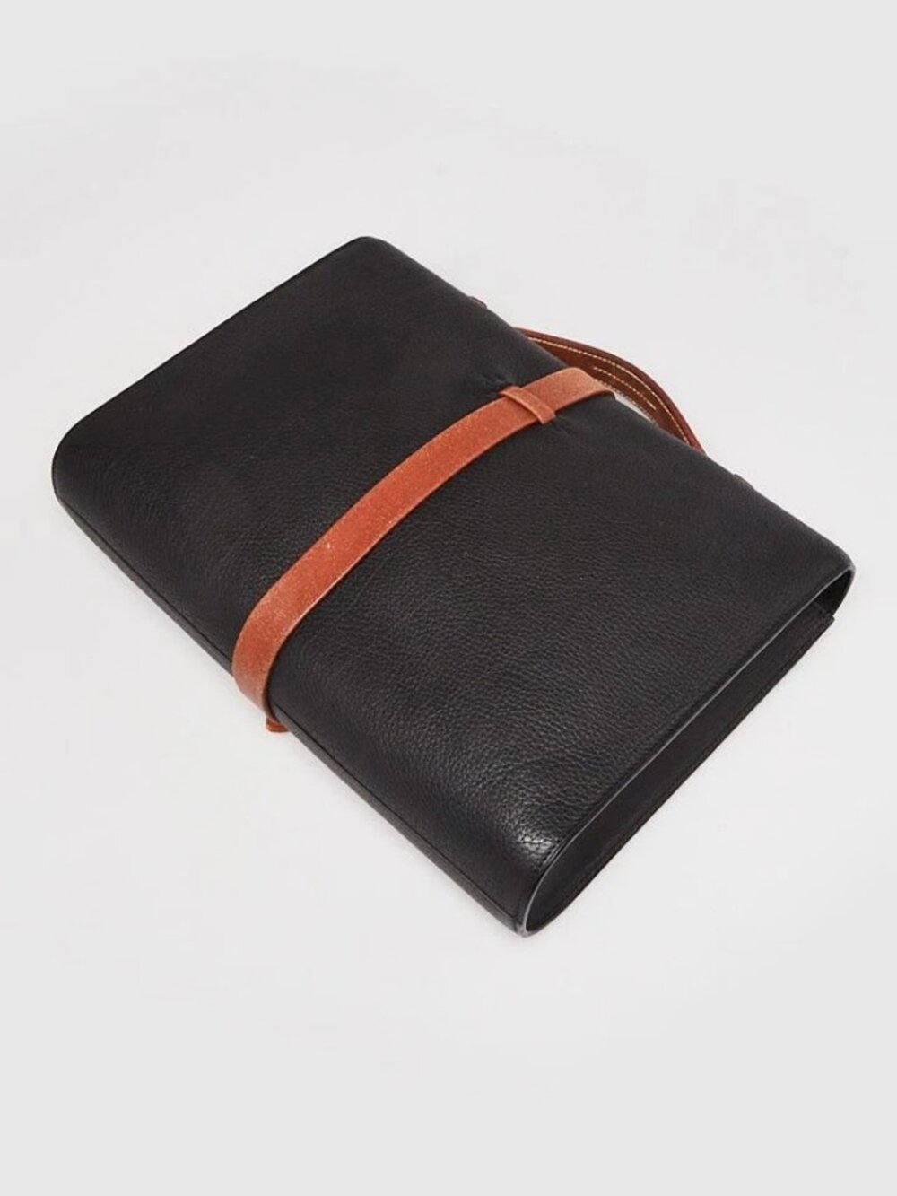 Hermes 38cm Black Fjord Leather Palladium Plated Etriviere Meeting Briefcase Bag - Picture 3 of 6